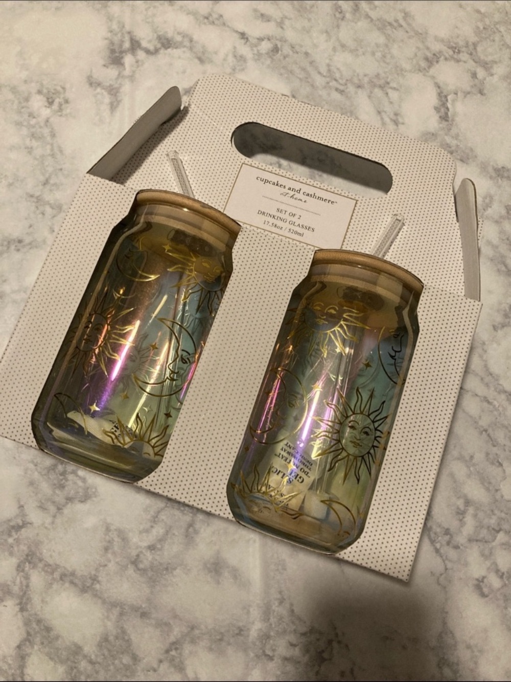 Iridescent Sun & Moon Drinking Glasses - Set of 2